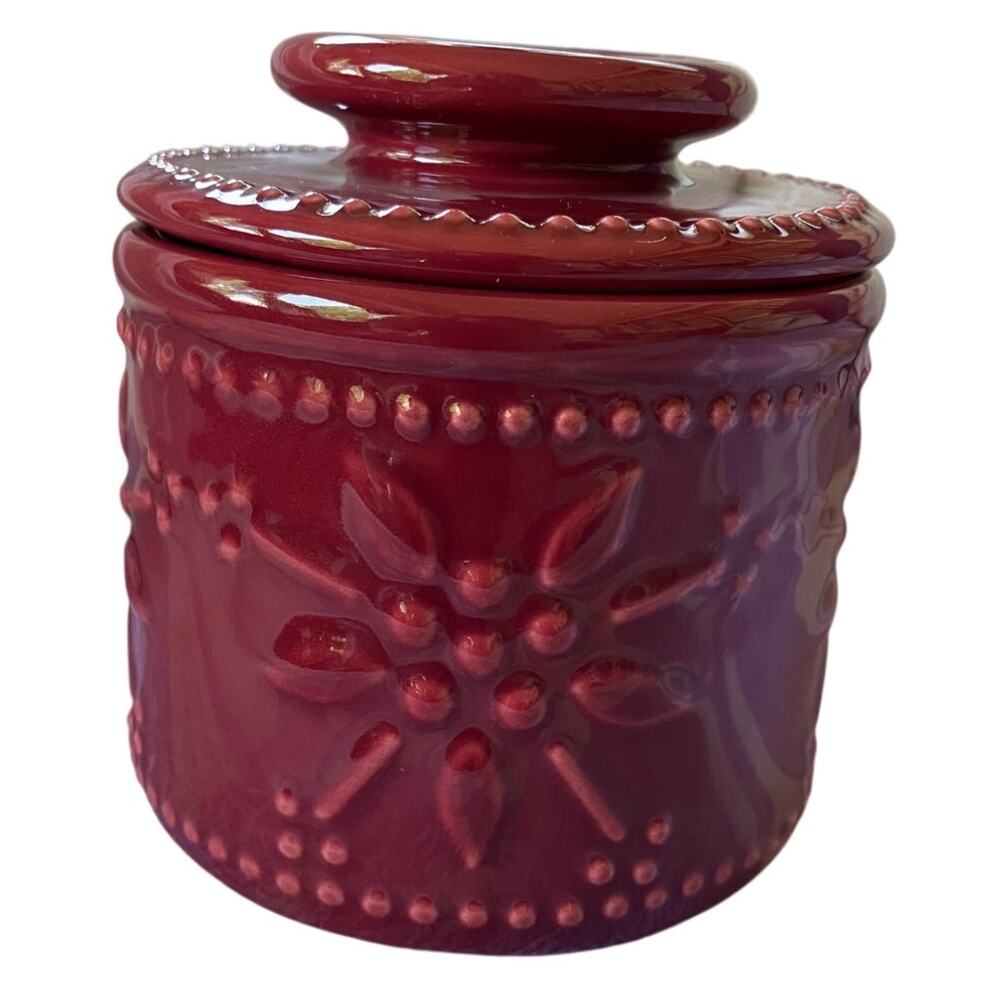Temp-tations Butter Keeper Crock Old World Ceramic Stoneware